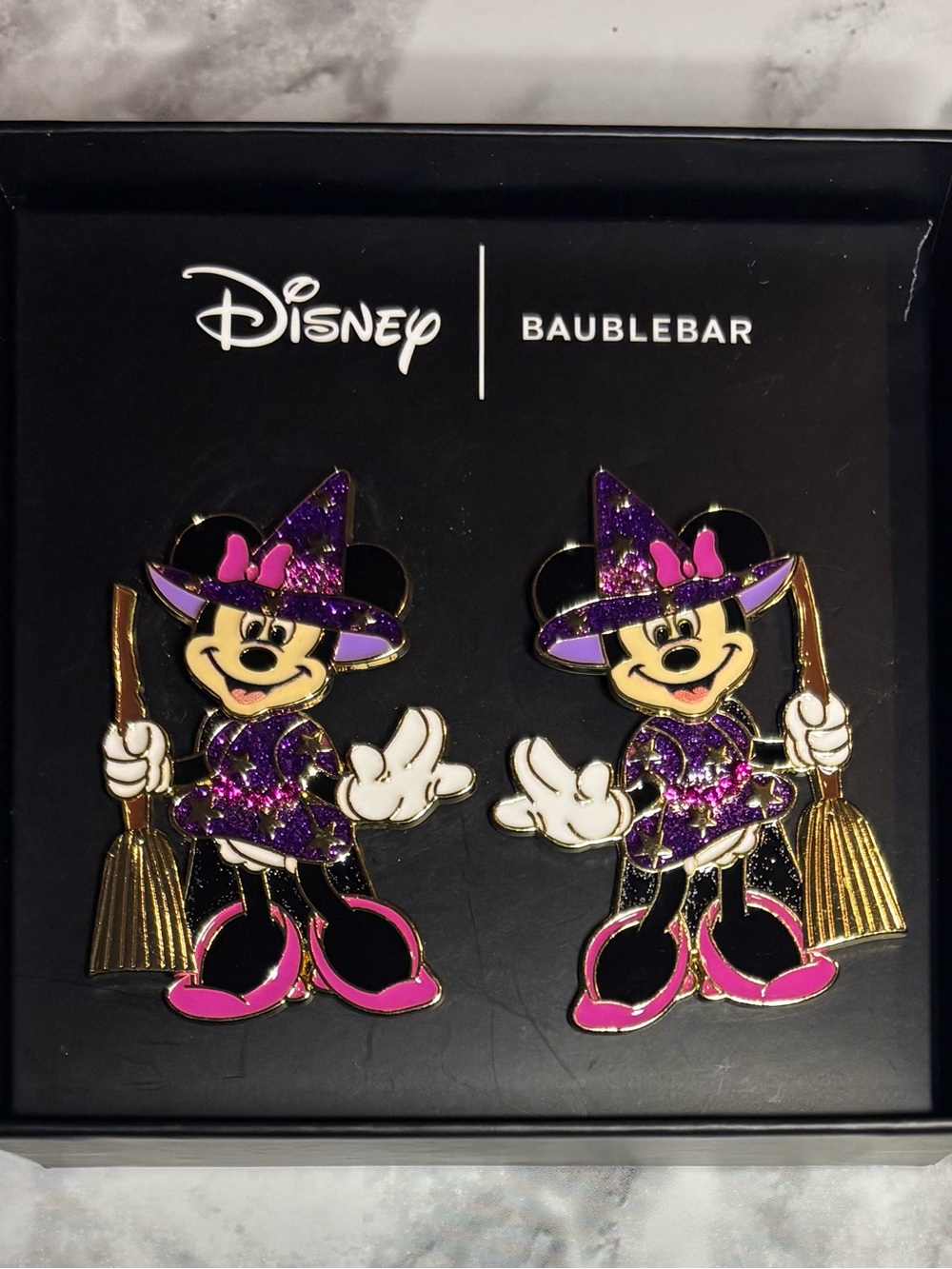 Disney x BaubleBar Minnie Mouse Witch Halloween Statement Earrings NIB